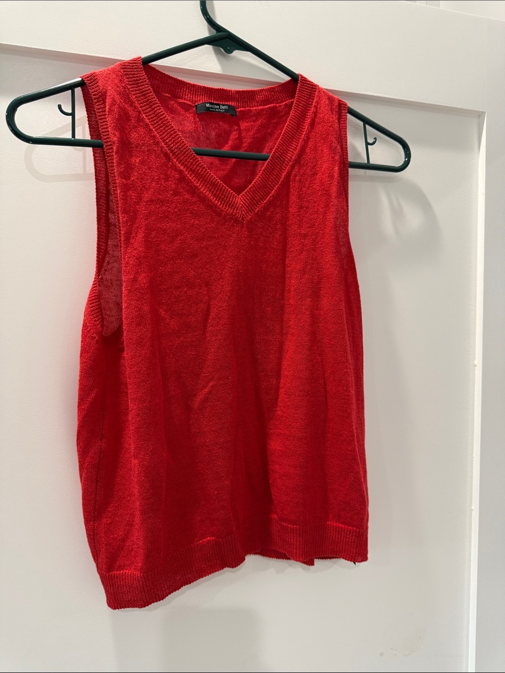 Massimo Dutti Red V-Neck Sleeveless Knit Tank
